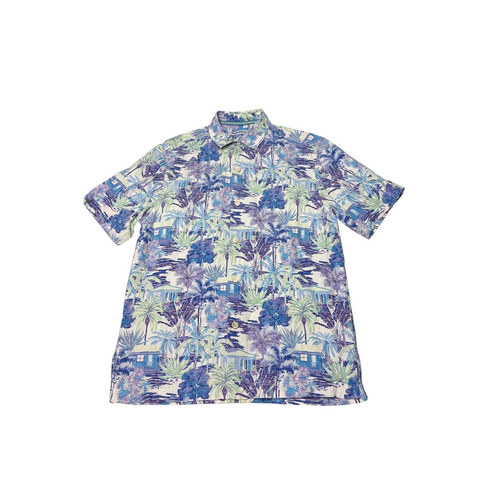 Tommy Bahama Mens S Silk Short Sleeve Tropical Print Button Down Shirt Hawaiian